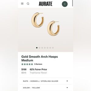 Aurate Gold‎ Smooth Arch Hoops